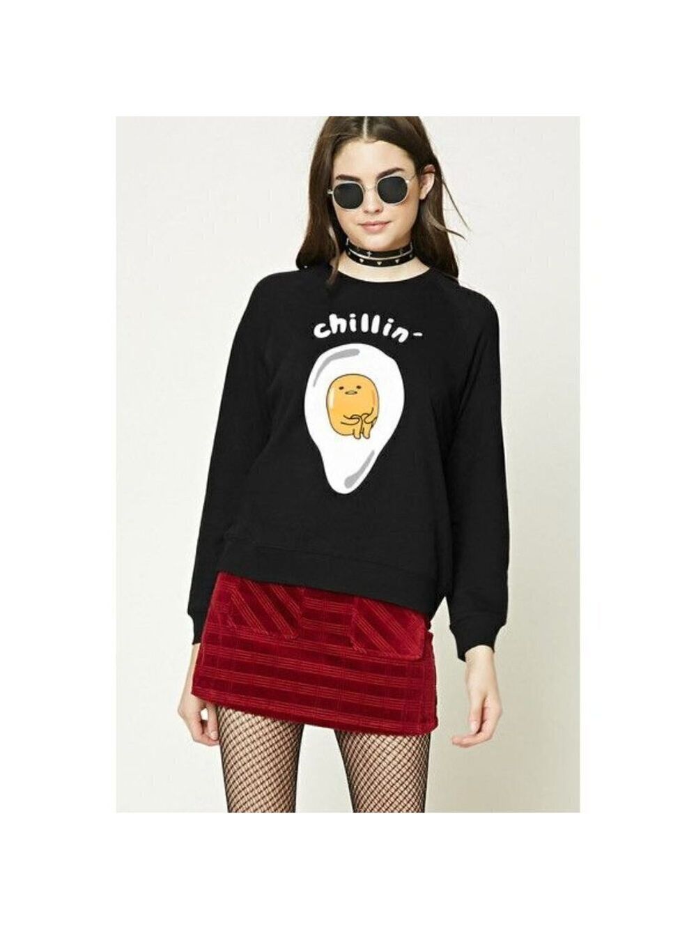 Sanrio Gudetama French Terry Sweatshirt Just Chillin Lazy Egg Size S